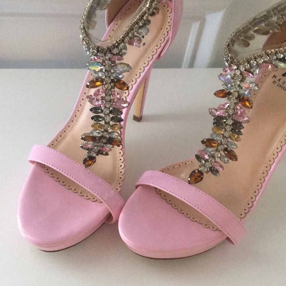 Pink bejeweled heels